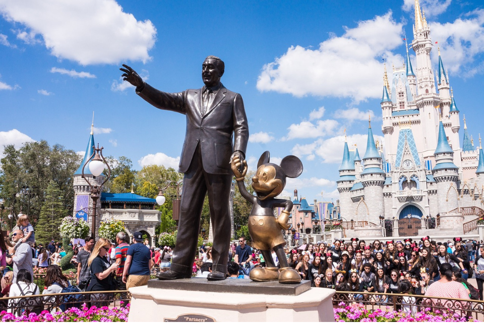 Statue and castle at Tokyo Disneyland in Chiba